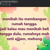Ya namanya sama-sama tangga sih, tapi maksudnya kan bukan tangga yang itu juga kali.. Sejak kapan berumah tangga bisa dicicil dengan beli tangganya dulu? Ada-ada saja memang. Foto: Instagram/@ngakakreceh