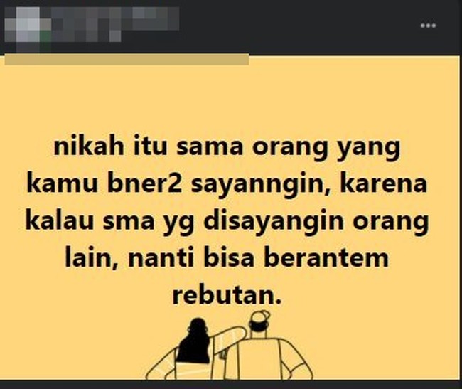 Ya masalahnya kenapa juga mau menikah sama orang yang disayangin orang lain. Yuk mending yang pasti-pasti aja biar hidupnya tentram. Foto: Instagram/@kocak_breng2