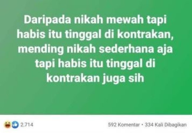 Coba gimana maksudnya, jadi pengin baca dua kali kan.. Apapun pilihannya, sama-sama tetap tinggal di kontrakan. Foto: Instagram/@recehtapiviral