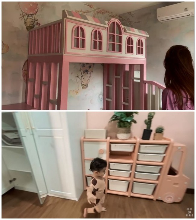 Kamar putri Syahnaz bernuansa pink dengan kasur berbentuk istana. (Foto: YouTube/NizNaz Channel)