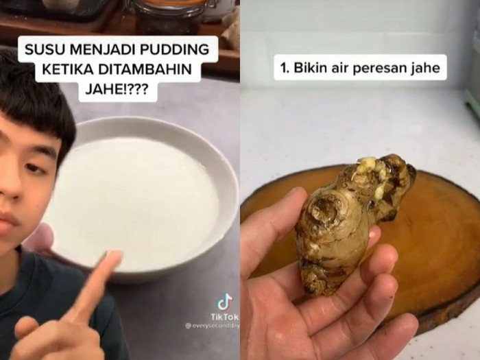 Air jahe bisa mengubah susu jadi puding bertekstur lembut.