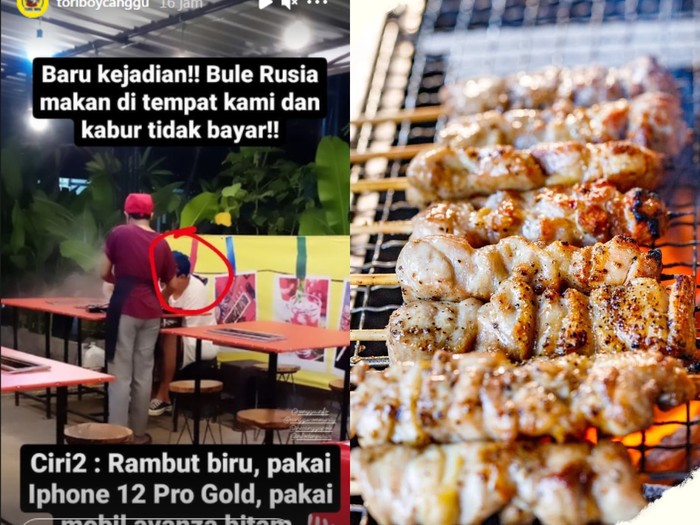 Bule kabur saat makan di restoran di Bali Kejadian Lagi! Bule Rusia Kabur Tak Bayar saat Makan di Restoran Bali
