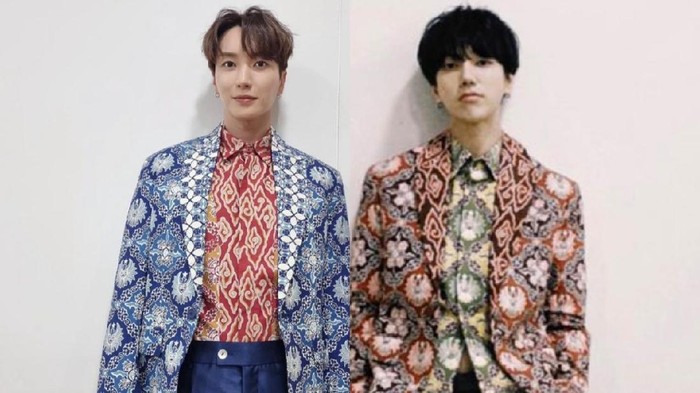 Yesung dan Leeteuk Super Junior memakai batik rancangan Ridwan Kamil