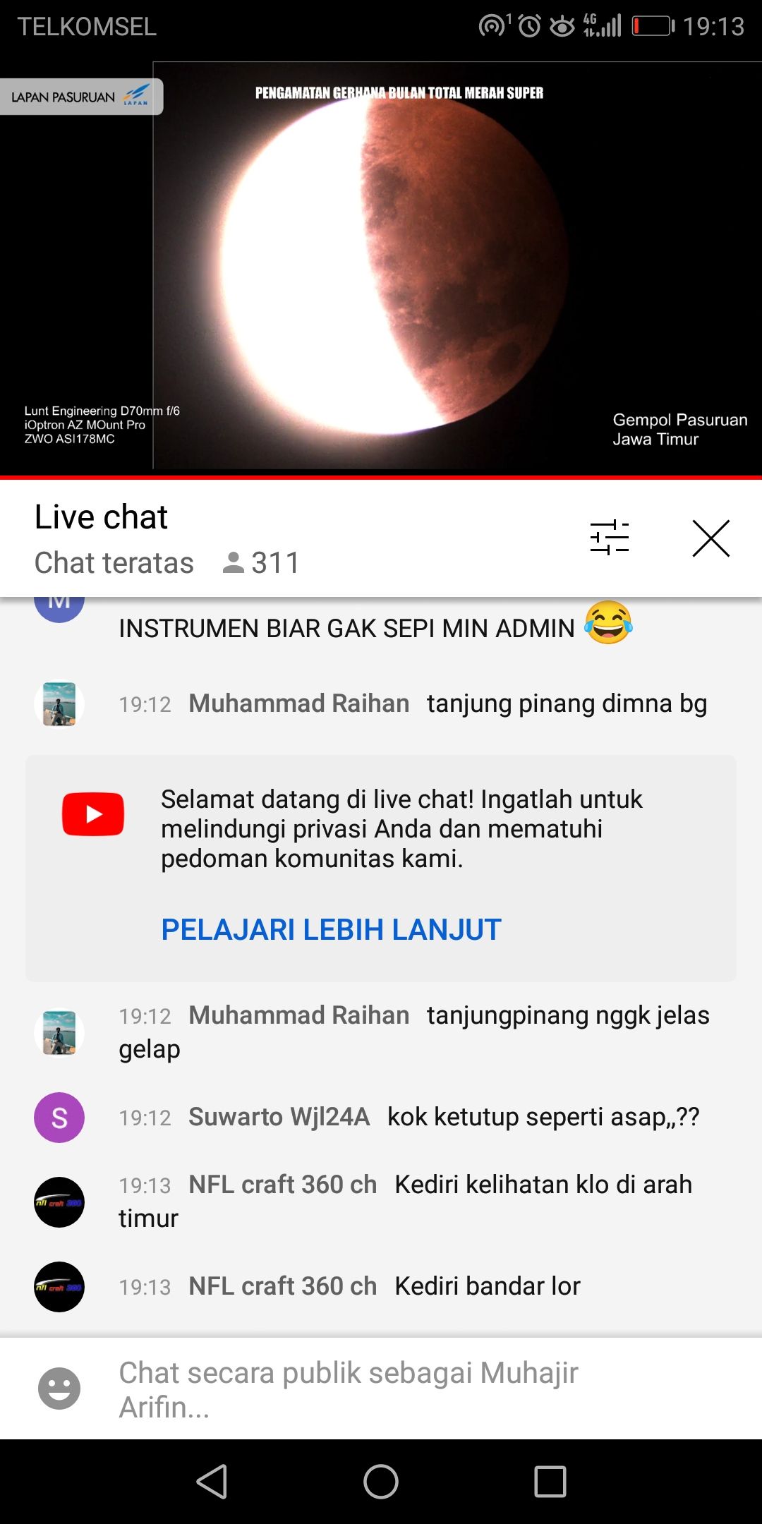 Lapan Pasuruan Gelar Nobar Gerhana Bulan Total