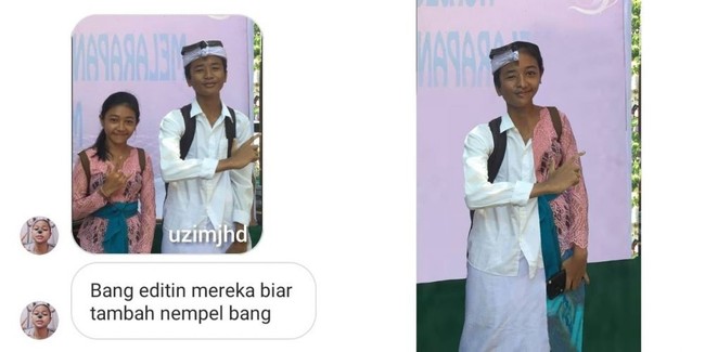 Kalau gini sih nempelnya jadi kebablasan. Mending balik ke semula saja deh nggak udah diedit. Foto: Instagram.com/uzimjhd