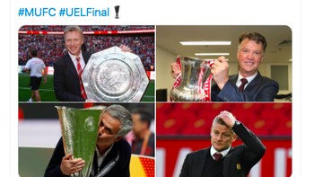 Semua pelatih MU sudah pernah juara kecuali Solskjaer. Foto: Twitter