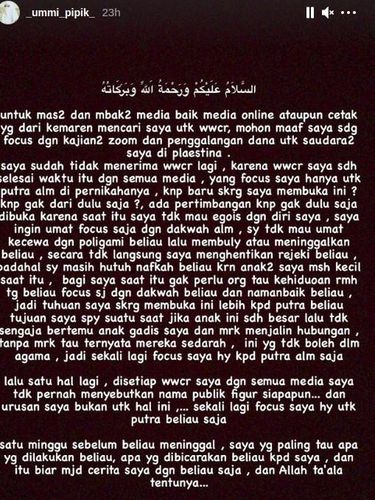 Pipik Dian Irawati tak mau lagi ditanya soal poligami Uje
