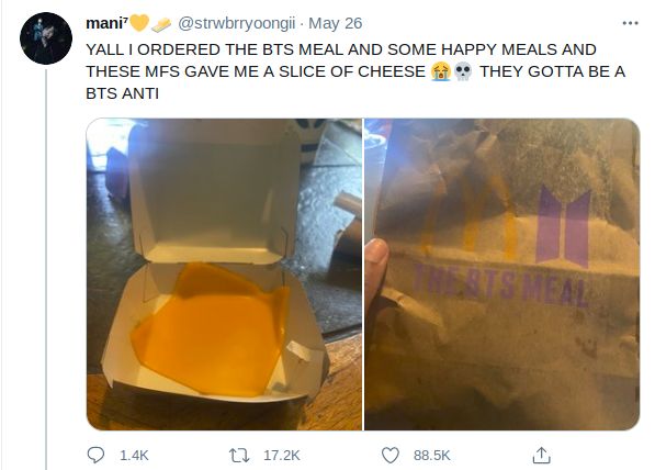BTS Meal Tidak Sesuai Ekspektasi