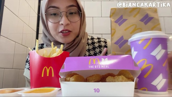Cicip BTS Meal Mencicipi Menu McD Kolaborasi BTS, Ini Respon Bianca Kartika