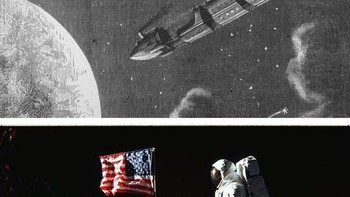 Apollo 11: From Earth to the Moon karya Jule Verne memiliki gambaran yang mirip mengenai misi Apollo 11 ke Bulan, bahkan boleh dibilang hampir 100% tepat. Dalam novel Verne, diceritakan tiga pria naik pesawat ruang angkasa bernama Columbiad dan diluncurkan dari Florida. Sekitar 104 tahun kemudian, tiga astronot menaiki pesawat ruang angkasa Apollo 11 dengan modul perintah bernama Columbia yang juga diluncurkan dari Florida! Foto: via Brainberries