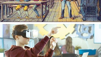 e-learning: Lagi-lagi, seri gambar futuristik asal Prancis En L’An 2000 meramal masa depan. Gambar yang satu ini membayangkan pendidikan di masa depan super canggih dengan headphone, kabel, dan banyak perlengkapan elektronik pendukung lainnya. Di masa sekarang, sebagian besar informasi dan buku sudah menjadi digital, sudah banyak kelas online sehingga orang bisa belajar di mana saja dan kapan saja. Foto: via Brainberries