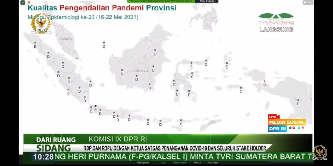 Screenshot pemaparan Wamenkes di Komisi IX DPR (YouTube DPR RI)