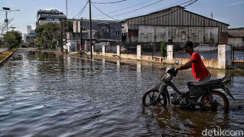 Semangat Pekerja Pelabuhan Menerjang Rob Jakarta Utara Banjir rob menerjang Pelabuhan Nizam Zachman, Muara Baru, Jakarta Utara, Jumat (28/5). Banjir rob tak menyurutkan semangat pekerja pelabuhan.
