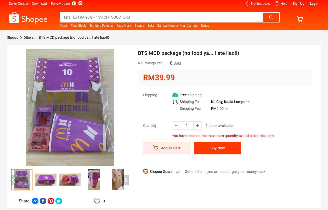 Meal malaysia bts BTS Meal