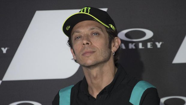 SCARPERIA, ITALY - MAY 27: Valentino Rossi of Italy and Petronas Yamaha SRT  looks on during the press conference pre-event during the MotoGP Of Italy - Previews at Mugello Circuit on May 27, 2021 in Scarperia, Italy. (Photo by Mirco Lazzari gp/Getty Images)