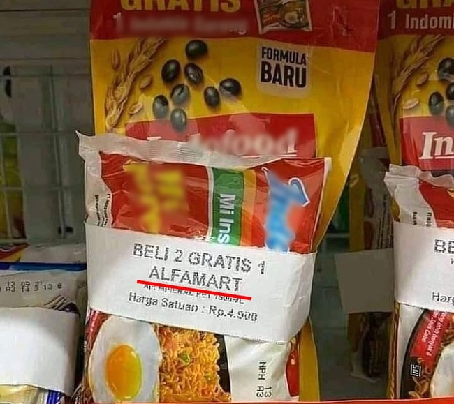 Murah banget nih, beli indomie aja bisa gratis Alfamart. Jadi auto cuan deh kalo gini. Foto: Instagram/@pembawa_ketololan