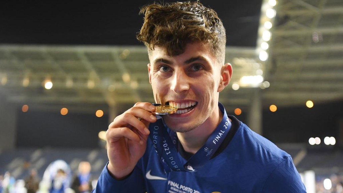 Momen saat Kai Havertz menjadi juara Liga Champions di Chelsea. (Foto: (Getty Images/David Ramos))