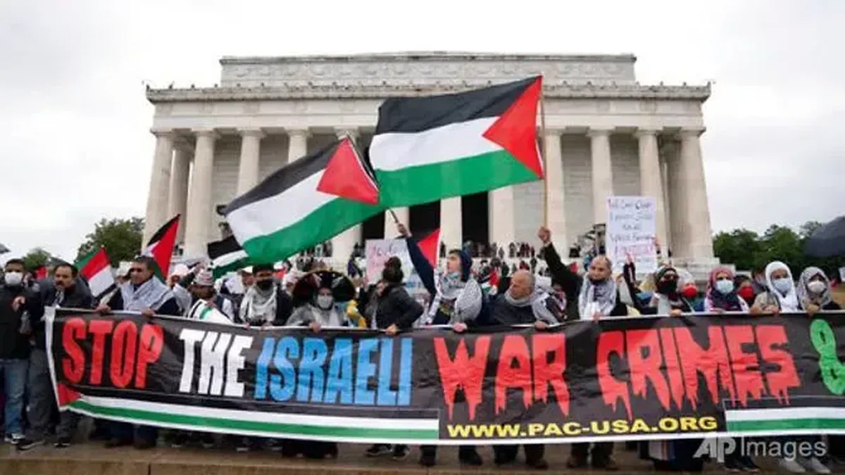 Massa Pro Palestina di Washington Minta AS Hentikan Bantuan ke Israel!
