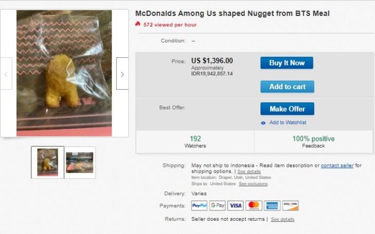 Wow Chicken Nugget Bentuk Among Us Dari The Bts Meal Dilelang Rp 20 Juta