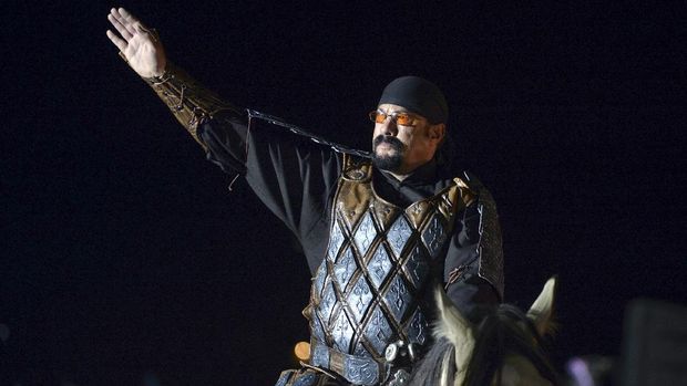 In this photo taken on Saturday, Sept. 3, 2016, U.S. actor Steven Seagal rides a horse during the opening ceremony of the second World Nomad Games at Issyk Kul lake in Cholpon-Ata, Kyrgyzstan. The Games, which opened on Saturday on a picturesque mountain plain in eastern Kyrgyzstan, bring together athletes from 40 countries including Russia and the United States where nomadic traditions are strong. (AP Photo/Vladimir Voronin)