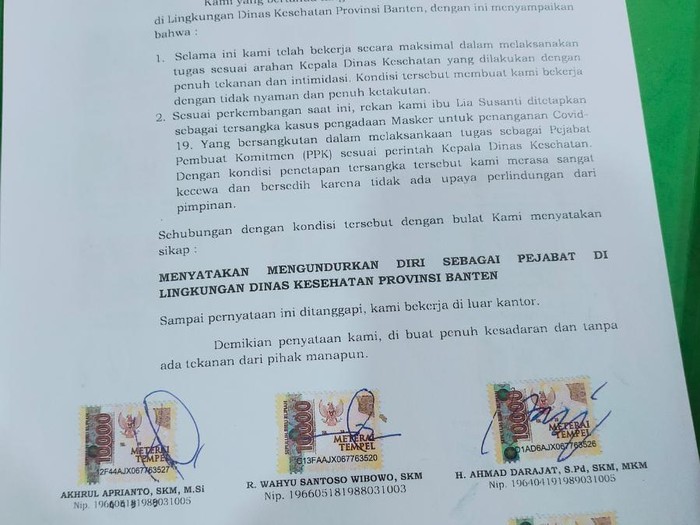 Pejabat Dinkes Banten Mengundurkan Diri