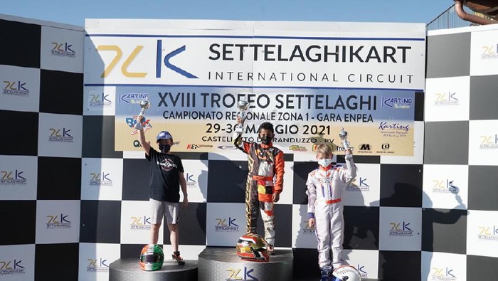 Pegokar Indonesia Qarrar Firhand Ali juara di ROK Cup Italia 2021 di Laghi Internasional Sirkuit, Castelletto di Branduzzo, Pravia, Italia, Sabtu-Minggu 29-30 Me