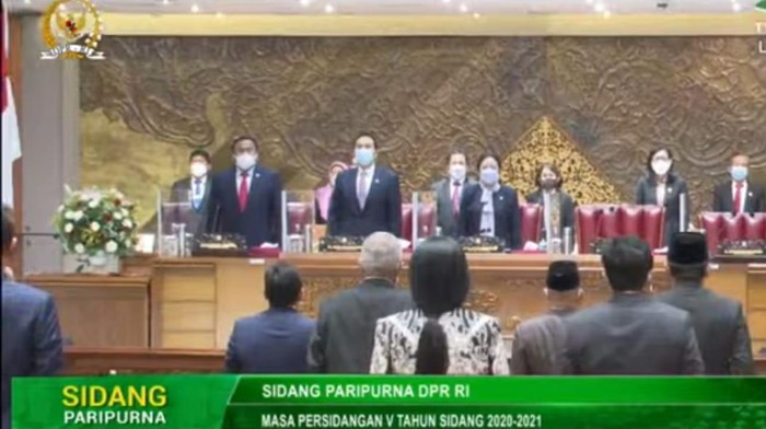 Rapat paripurna DPR, Senin (31/5/2021).