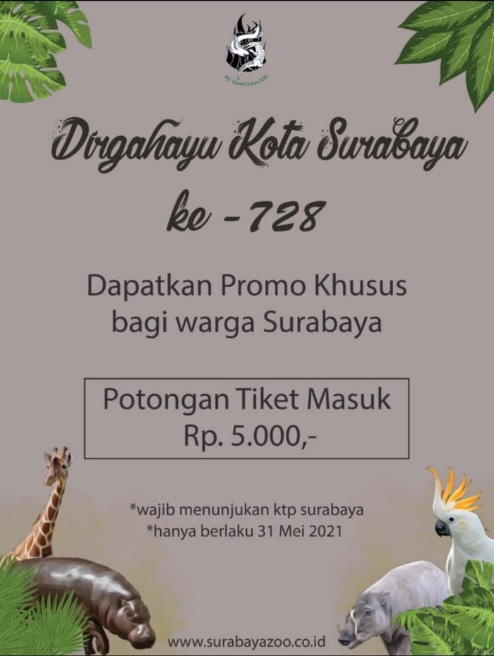 Ultah Surabaya, KBS Beri Diskon Rp 5 Ribu Bagi Pengunjung