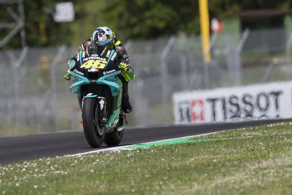 SCARPERIA, ITALY - MAY 30: Valentino Rossi of Italy and Petronas Yamaha SRT  heads down a straight  during the MotoGP race during the MotoGP Of Italy - Race at Mugello Circuit on May 30, 2021 in Scarperia, Italy. (Photo by Mirco Lazzari gp/Getty Images)