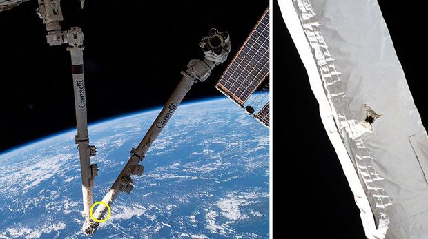 ISS ditabrak sampah antariksa sampai berlubang