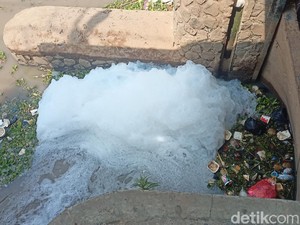Sungai Citarik di Kabupaten Bandung Berbusa dan Buat Ikan Mabuk