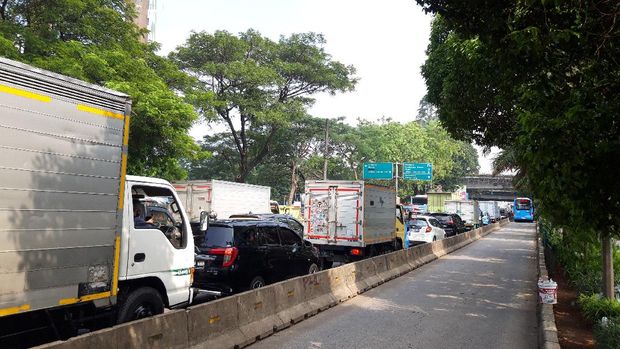 Usai pohon dipakas, penunjuk arah di Jalan Daan Mogot bisa terlihat dari jarak 50 meter.