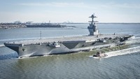 Amerika Serikat memiliki kapal induk Gerald R. Ford Class. Kapal ini merupakan kapal induk terbesar di dunia. Istimewa/Dok. U.S. Navy/MC2 Ridge Leoni   