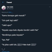 Makanya lain kali nggak usah ngadi-ngadi ya berdiri pakai kepala segala. Yang namanya berdiri ya pakai kaki aja. Foto: Twitter/@rofikalian
