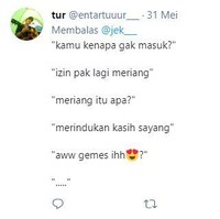 Meriang ternyata ada kepanjangannya yaa.. Tapi kalau meriangnya karena merindukan kasih sayang sih harusnya nggak perlu sampai izin cuti nih.. Foto: Twitter/@entartuuur