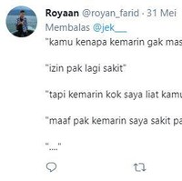 Yang namanya sakit memang bukan berarti nggak bisa bergerak sama sekali sih. Tapi karena kepergok sama si bos lagi naik motor di jalan jadi dipertanyakan deh sakitnya benar atau bohongan. Foto: Twitter/@royan_farid