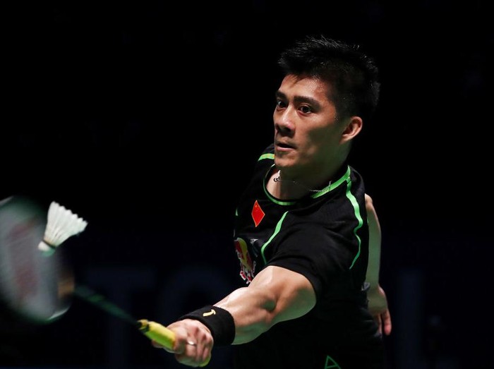 GOLD COAST, AUSTRALIA - MAY 28:  Fu Haifeng of China competes in the Mens doubles partnered with Zhang Nan against Seung Jae Seo and Choi Solgyu of Korea during the Final match during the Sudirman Cup at the Carrara Sports & Leisure Centre on May 28, 2017 in Gold Coast, Australia.  (Photo by Chris Hyde/Getty Images)