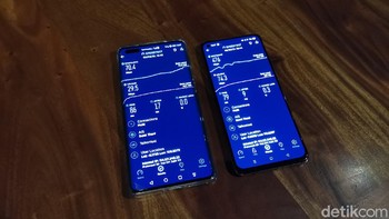 Membandingkan jaringan 4G dan jaringan 5G Telkomsel. Dalam beberapa kali uji coba, nampak kecepatan jaringan 5G mencapai 5-7 kali lebih cepat (476 Mbps dibanding 70,4 Mbps). (Foto: Aisyah Kamaliah/detikcom)