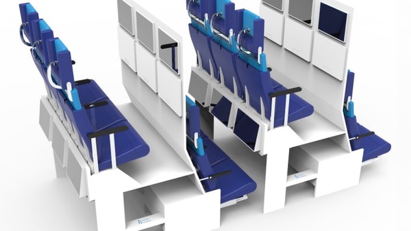 Desain kabin double decker yakni menghilangkan kompartemen bagasi di atas kepala. Proyeknya itu memungkinkan lebih banyak ruang di kabin untuk kursi tingkat yang lebih tinggi dan sebaliknya, bagasi disimpan di kompartemen di bawah kursi. Desain kabin double decker yakni menghilangkan kompartemen bagasi di atas kepala. Proyeknya itu memungkinkan lebih banyak ruang di kabin untuk kursi tingkat yang lebih tinggi dan sebaliknya, bagasi disimpan di kompartemen di bawah kursi.