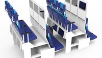 Desain kabin double decker yakni menghilangkan kompartemen bagasi di atas kepala. Proyeknya itu memungkinkan lebih banyak ruang di kabin untuk kursi tingkat yang lebih tinggi dan sebaliknya, bagasi disimpan di kompartemen di bawah kursi.