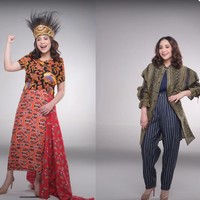 Tak hanya baju adat Papua, Nagita juga tampak mengenakan dua look lain. Pada look pertama, Nagita tampil dengan outer tenun Papua berwarna hitam, sedangkan pada look lainnya dirinya terlihat mengenakan celana high waist bermotif garis-garis dan outer tenun Papua berwarna hijau. Foto: YouTube/Rans Entertainment
