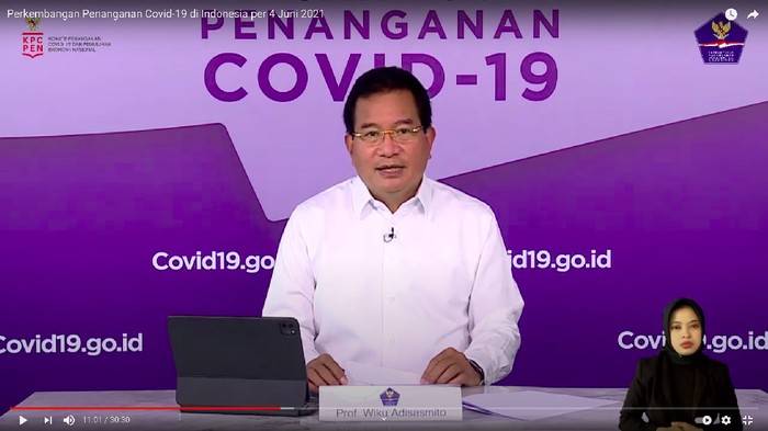 Screenshot Konpers Satgas COVID-19 Jumat (4/6)