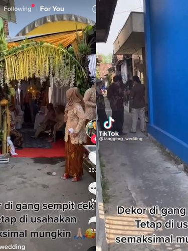 Viral dekorasi pernikahan di gang sempit bikin takjub.