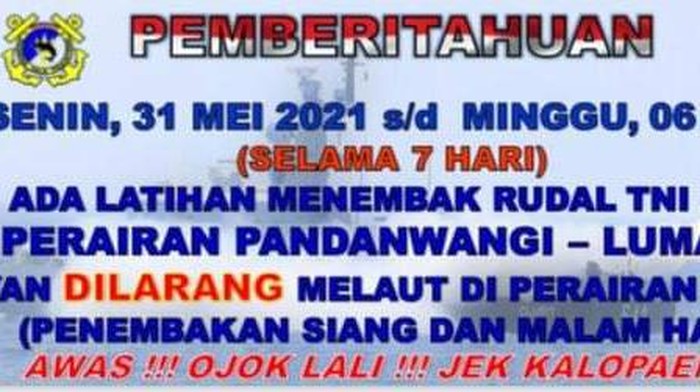 Flyer soal latihan tembak rudal (Dok istimewa)