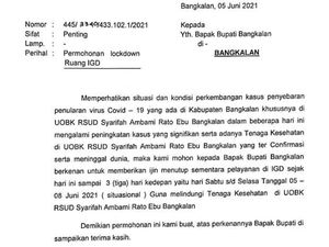 RSUD Syarifah Ambami Rato Ebu Bangkalan Izin Bupati Lockdown IGD 3 Hari