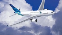 Garuda Indonesia, saat ini tercatat memiliki 7 unit Airbus A330-200. Airbus A330-200 ini memiliki panjang 58.82 meter dengan lebar sayap 60.3 meter dan dapat menampung hingga 222 penumpang. Foto: Airbus