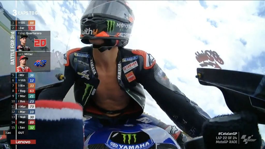 Aksi Membuka Wearpack yang Dilakukan Fabio Quartararo di MotoGP Catalunya 2021
