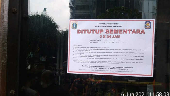 Caspar Jakarta ditutup sementara dan didenda imbas kerumunan
