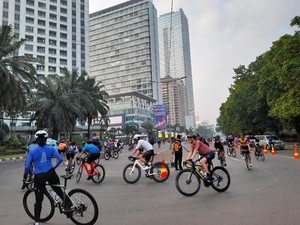 Penampakan Uji Coba JLNT Kp Melayu-Tanah Abang Jadi Jalur Road Bike
