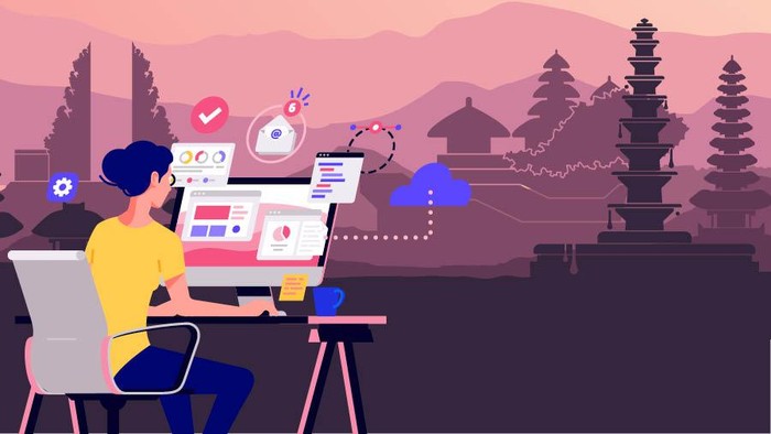 Ilustrasi Work From Bali